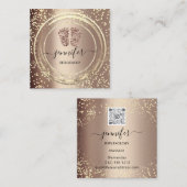 QRコードロゴリフレクソロジーマッサージ足バラ金ゴールド スクエア名刺 (正面/裏面)