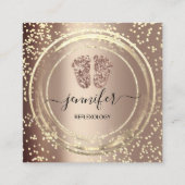 QRコードロゴリフレクソロジーマッサージ足バラ金ゴールド スクエア名刺 (正面)