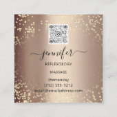 QRコードロゴリフレクソロジーマッサージ足バラ金ゴールド スクエア名刺 (裏面)