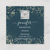 QRコードロゴリフレクソロジー足マッサージ足ティール（緑がかった色） スクエア名刺 (裏面)