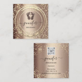 QRコードロゴリフレクソロジー足マッサージ足バラ スクエア名刺 (正面/裏面)