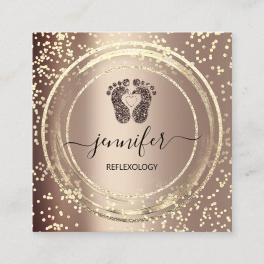 QRコードロゴリフレクソロジー足マッサージ足バラ スクエア名刺 (正面)