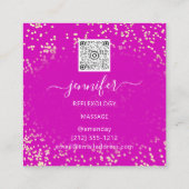 QRコードロゴリフレクソロジー足マッサージ足ピンク スクエア名刺 (裏面)