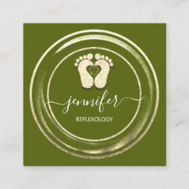 QRコードロゴリフレクソロジー足マッサージ足マスタード スクエア名刺