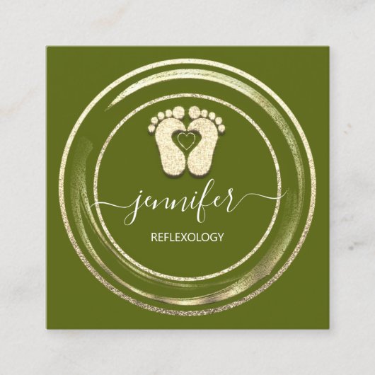 QRコードロゴリフレクソロジー足マッサージ足マスタード スクエア名刺 (正面)