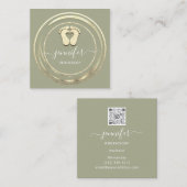 QRコードロゴリフレクソロジー足マッサージ足ミント スクエア名刺 (正面/裏面)