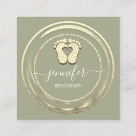 QRコードロゴリフレクソロジー足マッサージ足ミント スクエア名刺