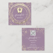 QRコードロゴリフレクソロジー足マッサージ足紫 スクエア名刺 (正面/裏面)