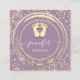 QRコードロゴリフレクソロジー足マッサージ足紫 スクエア名刺