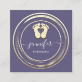 QRコードロゴリフレクソロジー足マッサージ足紫 スクエア名刺 (正面)