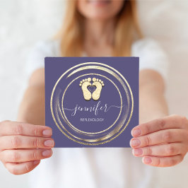 QRコードロゴリフレクソロジー足マッサージ足紫 スクエア名刺