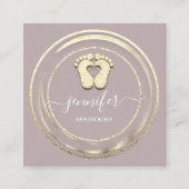 QRコードロゴリフレクソロジー足マッサージ足赤面 スクエア名刺 (正面)