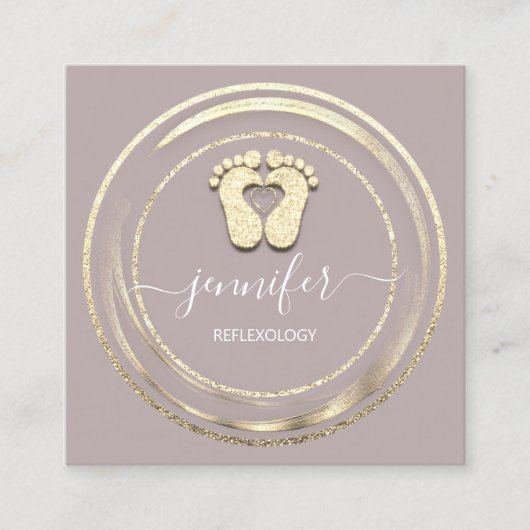 QRコードロゴリフレクソロジー足マッサージ足赤面 スクエア名刺 (正面)