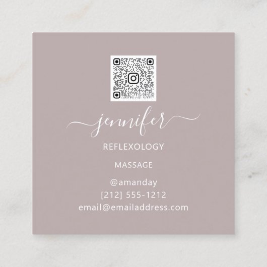 QRコードロゴリフレクソロジー足マッサージ足赤面 スクエア名刺 (裏面)