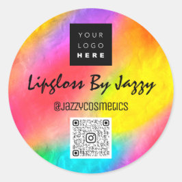 QRコードロゴレインボーホログラフ ラウンドシール