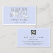 QRコードロゴレストラン料理ダイエットシェフブルー 名刺 (正面/裏面)