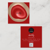 QRコードロゴレッド抽象芸術赤面ミニマリズム スクエア名刺 (正面/裏面)