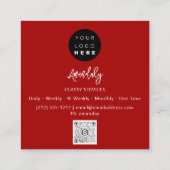 QRコードロゴレッド抽象芸術赤面ミニマリズム スクエア名刺 (裏面)