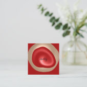 QRコードロゴレッド抽象芸術赤面ミニマリズム スクエア名刺 (スタンド正面)