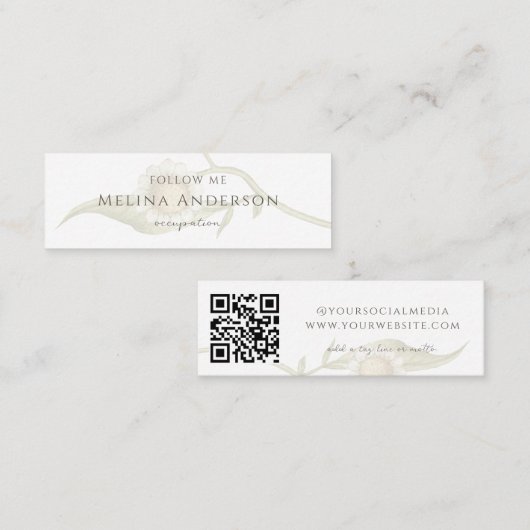 QRコードロゴワイルドフラワーデイジーソーシャルメディア スキニー名刺 (正面/裏面)