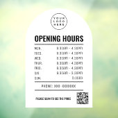 QRコードロゴ付き白いアーチの営業時間 ウィンドウサイン (シート3)