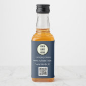 QRコードロゴ会社ネイビーブルービジネス企業の リキュールボトルラベル (正面)