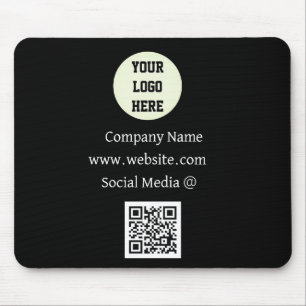 QRコードロゴ会社ブラックビジネス企業の マウスパッド