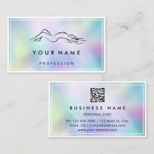 QRコードロゴ体彫刻マッサージブルーフレームBu 名刺 (正面/裏面)