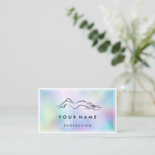 QRコードロゴ体彫刻マッサージブルーフレームBu 名刺 (スタンド正面)