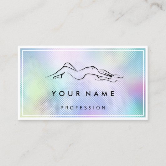 QRコードロゴ体彫刻マッサージブルーフレームBu 名刺 (正面)