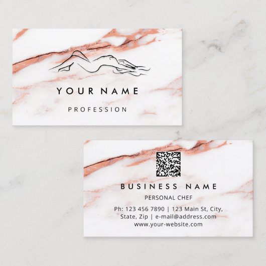 QRコードロゴ体彫刻マッサージ大理石バラ 名刺 (正面/裏面)