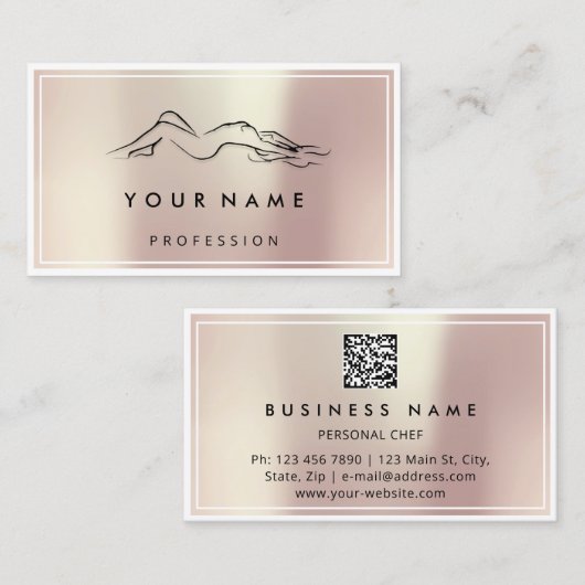 QRコードロゴ体彫刻マッサージ気にバラ 名刺 (正面/裏面)