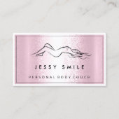 QRコードロゴ体彫刻金属ピンク 名刺 (正面)