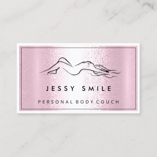 QRコードロゴ体彫刻金属ピンク 名刺 (正面)