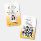 QRコードロゴ写真ID Covid Vaccine Pass黄色 バッジ (正面&裏面)
