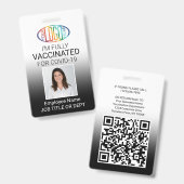 QRコードロゴ写真ID Covid Vaccine Pass Black バッジ (正面&裏面)
