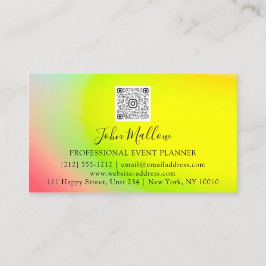 QRコードロゴ図形イエローレインボー 名刺 (裏面)