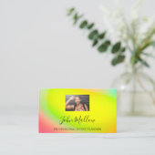 QRコードロゴ図形イエローレインボー 名刺 (スタンド正面)