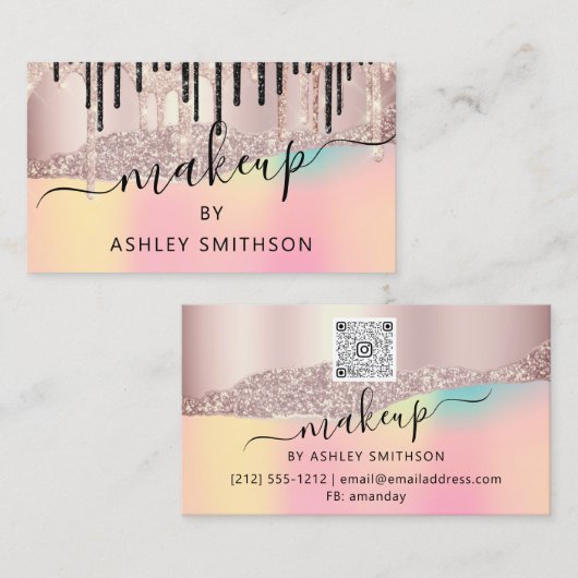 QRコードロゴ抽象芸術オンラインショップバラ自筆証書 名刺 (正面/裏面)