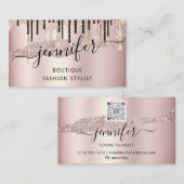 QRコードロゴ抽象芸術オンラインショップバラ金ゴールドドライバ 名刺 (正面/裏面)