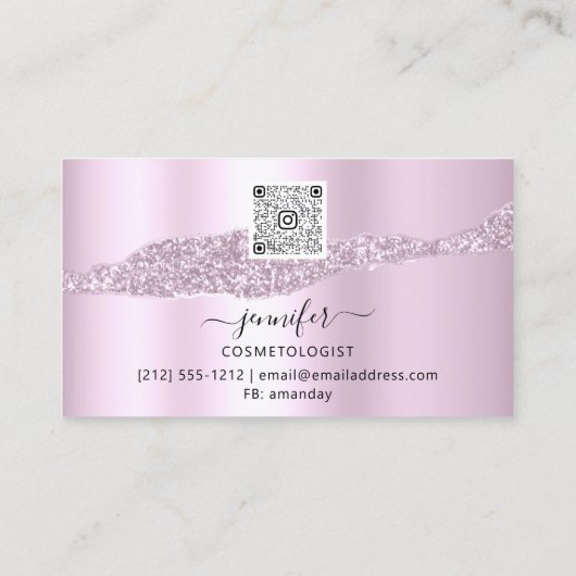 QRコードロゴ抽象芸術オンラインショップピンクブラック 名刺 (裏面)