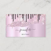 QRコードロゴ抽象芸術オンラインショップピンクブラック 名刺 (正面)