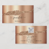 QRコードロゴ抽象芸術銅バラ金ゴールド 名刺 (正面/裏面)