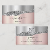 QRコードロゴ抽象芸術銅バラ銀 名刺 (正面/裏面)