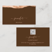 QRコードロゴ抽象芸術銅桃ブラウン 名刺 (正面/裏面)