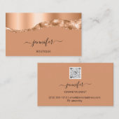 QRコードロゴ抽象芸術銅線ブラウン 名刺 (正面/裏面)