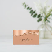 QRコードロゴ抽象芸術銅線ブラウン 名刺 (スタンド正面)