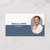 QRコードロゴ楕円形フォトプロフェッショナルほこりっぽい青 名刺 (正面)