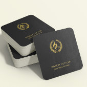 QRコードロゴ理容師スエレガントタイル黒金ゴールド スクエア名刺