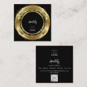 QRコードロゴ白黒ゴールデンフレームサークル スクエア名刺 (正面/裏面)